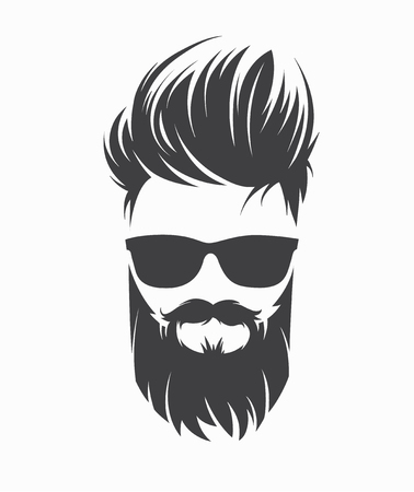 Men's hairstyle and haircut with beard and moustacheのイラスト素材