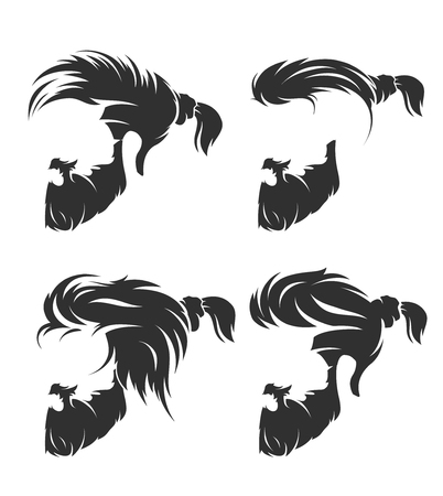 Men's hairstyles and haircut with beard mustache in faceのイラスト素材