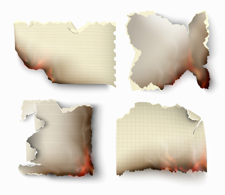 Burning templates torn paper with fire.のイラスト素材