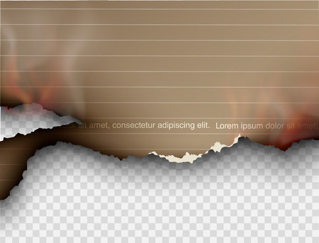 Design multicolored burning templates torn paper with fire.のイラスト素材
