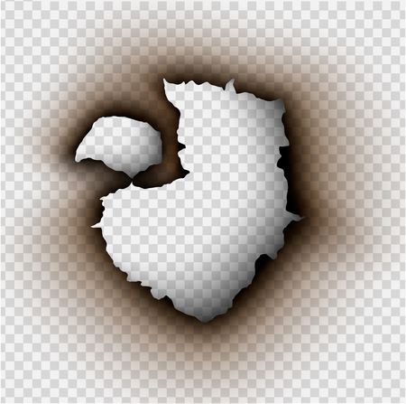 Hole torn in ripped paper with burnt and flameのイラスト素材