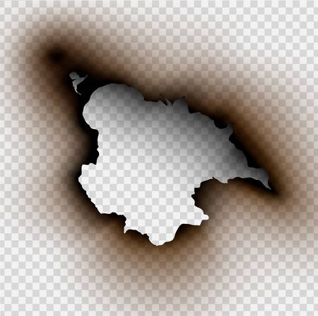 Hole torn in ripped paper with burnt and flameのイラスト素材