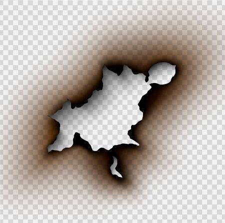 Hole torn in ripped paper with burnt and flameのイラスト素材