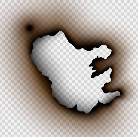 Hole torn in ripped paper with burnt and flame on transparent backgroundのイラスト素材