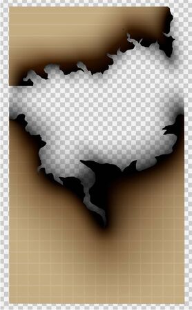 design burning templates torn paper with fire on transparent backgroundのイラスト素材