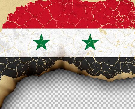 Element ripped Syria flag country templates torn paper burning.のイラスト素材