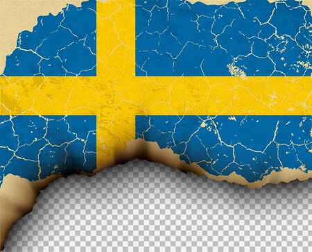 Element ripped Sweden flag country templates torn paper burning.のイラスト素材