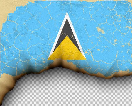 Saint Lucia element ripped flag country templates torn paper burningのイラスト素材