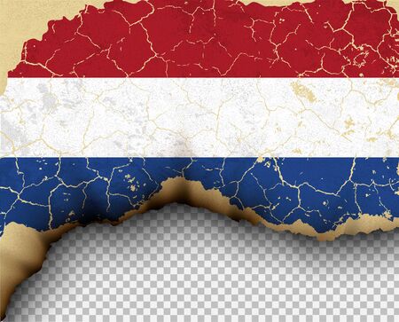 Netherlands element ripped flag country templates torn paper burningのイラスト素材