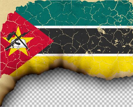 Mozambique element ripped flag country templates torn paper burningのイラスト素材