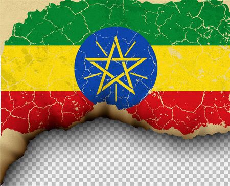 Ethiopia element ripped flag country templates torn paper burningのイラスト素材