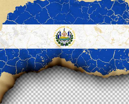 Salvador element ripped flag country templates torn paper burningのイラスト素材