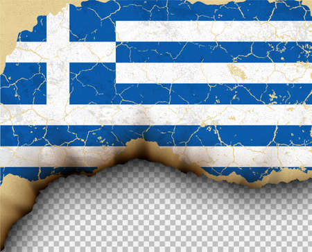 Element of ripped Greece flag country templates torn paper burning.のイラスト素材