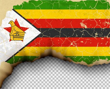 Ripped Republic of Zimbabwe flag country templates torn paper.のイラスト素材