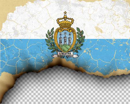 Element ripped San Marino flag country templates torn paper burning.のイラスト素材
