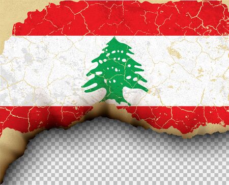 Element ripped Lebanon flag country templates torn paper burning.のイラスト素材