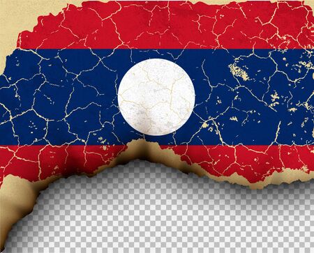 Element ripped Laos flag country templates torn paper burning.のイラスト素材