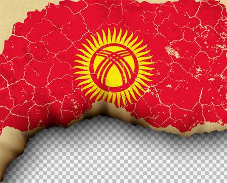 Element ripped Kyrgyzstan flag country templates torn paper burning.のイラスト素材