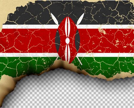 Element ripped Kenya flag country templates torn paper burning.のイラスト素材