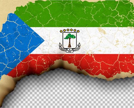 Element ripped Equatorial Guinea flag country templates torn paper burning.のイラスト素材