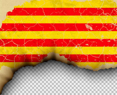Element ripped Catalonia flag country templates torn paper burning.のイラスト素材