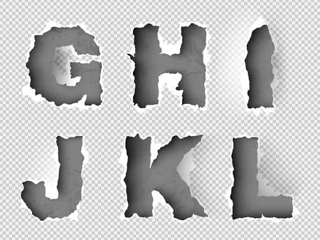 alphabet torn hole with ripped paper setのイラスト素材