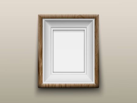 Vertical wooden frame for photos or paintings on wallのイラスト素材