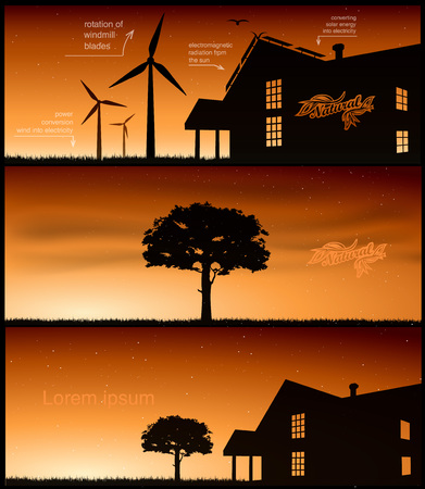 Set of nature banner vector Designのイラスト素材