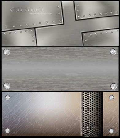 Set of metall steel banner vector Designのイラスト素材