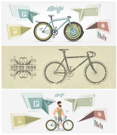 set of bicycle banner vector Designのイラスト素材