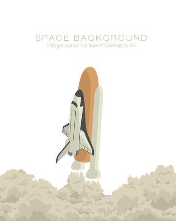 space ship taking off isolated on white backgroundのイラスト素材