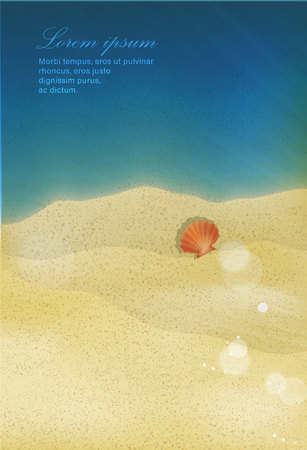sun sea sand beach with shell and seaのイラスト素材