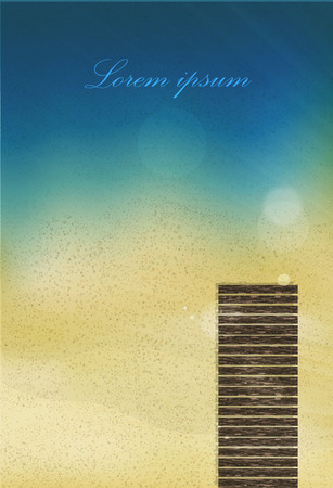 Sun sea sand beach with glareのイラスト素材