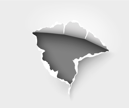 Hole torn in ripped paper on white backgroundのイラスト素材