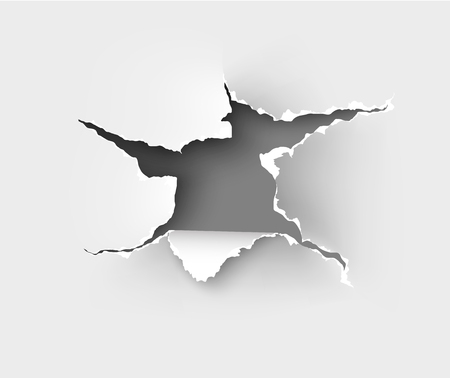 Hole torn in ripped paper on white backgroundのイラスト素材