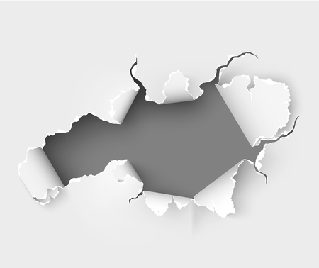 Hole torn in ripped paper on white backgroundのイラスト素材