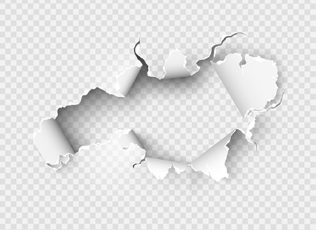 Ragged Hole torn in ripped paper on transparent backgroundのイラスト素材