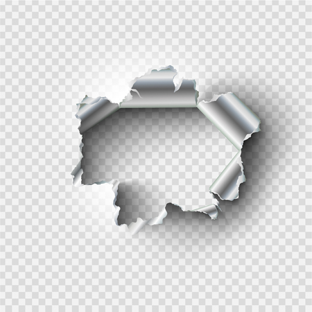 ragged Hole torn in ripped metal on transparent backgroundのイラスト素材