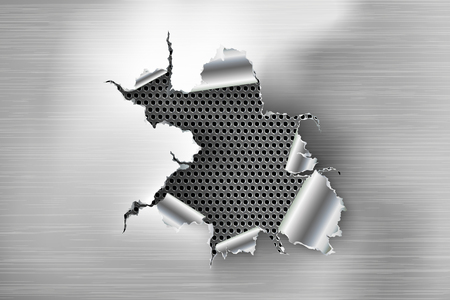ragged Hole torn in ripped steel on metal backgroundのイラスト素材