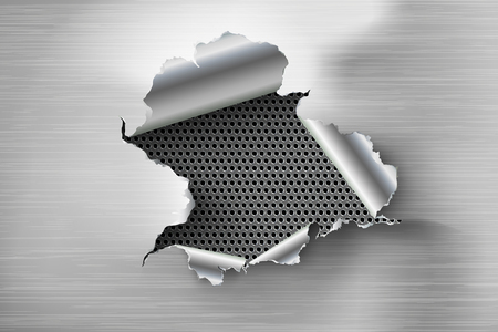 ragged Hole torn in ripped steel on metal backgroundのイラスト素材
