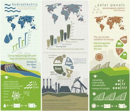 renewable energy concept of greening and pollution of the worldのイラスト素材
