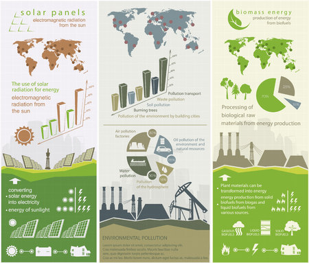 renewable energy concept of greening and pollution of the worldのイラスト素材