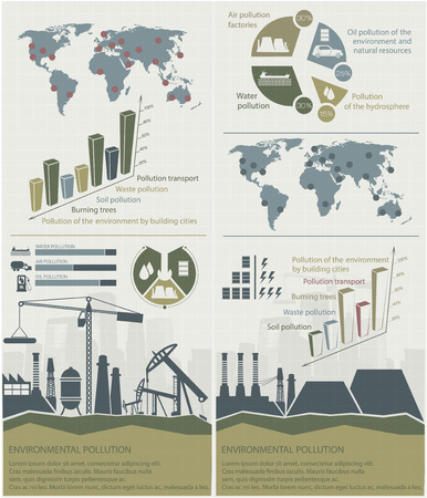 power factories and oil waste pollution, ecology conceptのイラスト素材