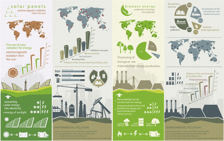 renewable energy infographics with elements of the water of the sun wind and earthのイラスト素材
