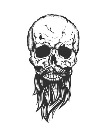 illustration of skull with beard and mustacheのイラスト素材