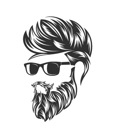 mens hairstyles and hirecut with beard mustacheのイラスト素材