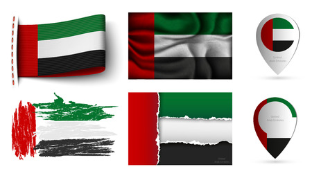 set of united arab emirates flags collection isolated on whiteのイラスト素材