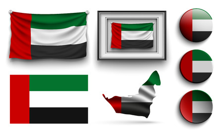 set of united arab emirates flags collection isolated on whiteのイラスト素材