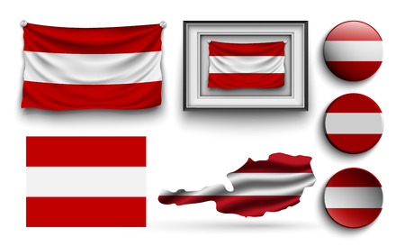 set of austria flags collection isolated on whiteのイラスト素材