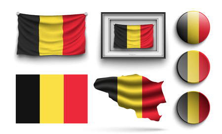 set of belgium flags collection isolated on whiteのイラスト素材